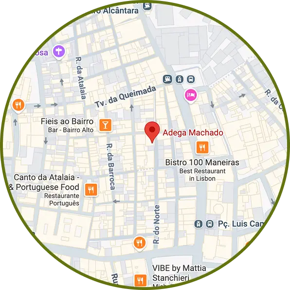Localização da Adega Machado no Bairro Alto, Lisboa